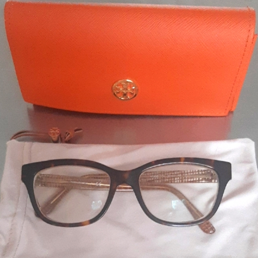 EUC👓Tory Burch Black/Gold Glasses with Orange Case👓💗